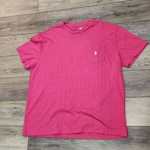 POLO RALPH LAUREN Mens Crew Neck Jersey Cotton T Shirt in Pink Size L